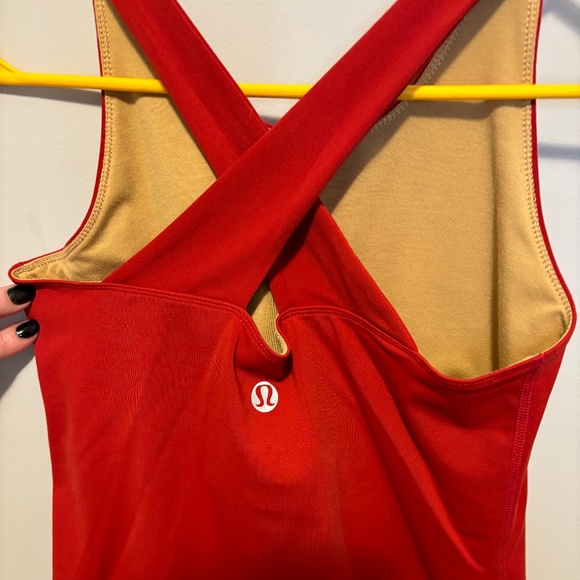 Like new Bra Lined Lululemon Cross Back Tank Top, Red, unknown size-possibly 10 - Picture 1 of 4